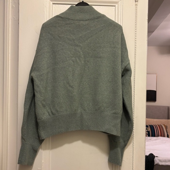 & Other Stories Mock-Neck Wool Blend Sweater in Sage Green - Picture 7 of 7